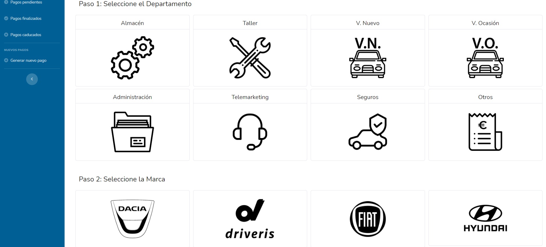 Generación de pagos plataforma pagos on line automocion_1